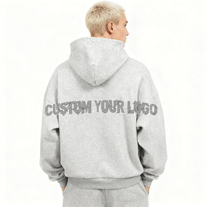 Sudaderas con capucha de algodón French Terry de alto gramaje, bordadas y personalizadas para hombre, de corte holgado y corto, con alta calidad. - Product Image 2