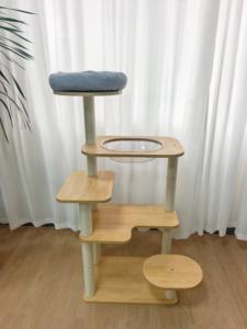 Árbol para Gatos de Mimbre, Torre para Gatos, Rascador de Madera, Mueble para Mascotas de Interior - Product Image 1