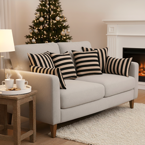 SOGA Modern Checkered <b>Black</b> Tan Striped Decorative <b>Cushions</b> 6PC Pillow <b>Cover</b> Set-45cm Square 30x50cm Living Room Sofas - Product Image 6