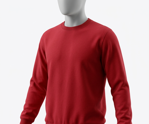 เสื้อสเวตเชิ้ตคอกลมสีแดงสำหรับผู้ชาย ทรงปกติ ผ้าถัก สีพื้น สไตล์ลำลอง - Product Image 1