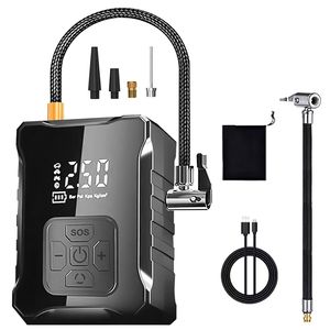 Compresor de Aire Digital Inalámbrico de 150 PSI, Inflador de Neumáticos con Luz LED y Banco de Energía de Emergencia para Autos, Motos, Bicicletas y Balones - Product Image 1