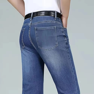 Customize High Street Spring <b>Mens</b> Denim Jeans Regular Fit <b>Stretch</b> Zipper Fly Closure - Product Image 4
