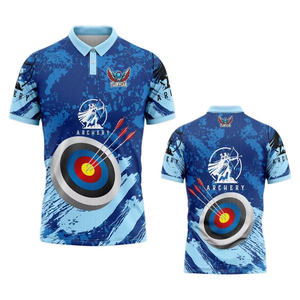 Polo de tir à l'arc pour homme de haute qualité, manches courtes, imprimé par sublimation, respirant, coupe classique, design décontracté avec motif cible - Product Image 5