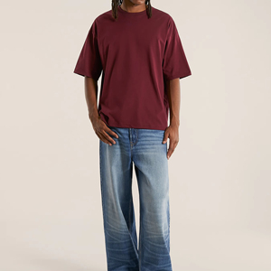 Heavy <b>Weight</b> Over Size T-shirt Cotton <b>Blank</b> Tshirts Custom Logo Boxy Fit Cropped Men T Shirt - Product Image 1