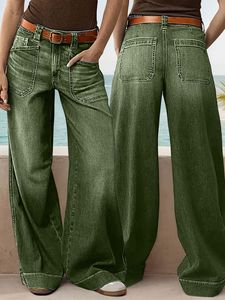 <span class=keywords><strong>Jean</strong></span> en denim délavé style vintage 2026 pour <span class=keywords><strong>femme</strong></span>, nouveau modèle, coupe ample amincissante, pantalon droit à jambe large, taille mi-haute - Product Image 2