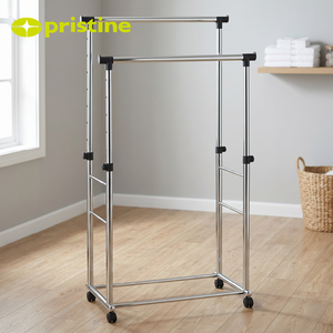 Modern Freestanding Coat Rack With Double Rods Portable Clothes Hanger <b>Stand</b> For <b>Laundry</b> Room Home Furniture - Product Image 5