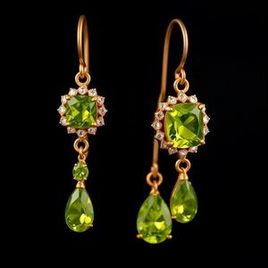 ต่างหูหยดน้ำเงินสเตอริ925พร้อมอัญมณีเพอริโดต์ขายดีเครื่องประดับแฟชั่นสำหรับผู้หญิง - Product Image 1