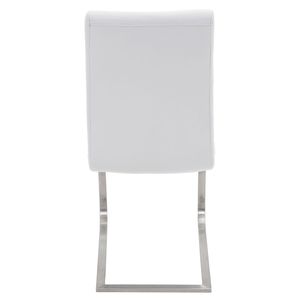 Juego de 2 sillas de comedor Foster contemporáneas de acero inoxidable y piel sintética blanca - Product Image 5