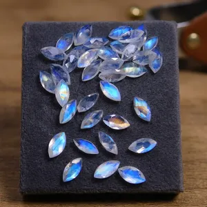 Pierre de lune arc-en-ciel taille marquise 3x8mm, gemme facettée de qualité AAA, pierre de lune bleue pour la fabrication de bijoux en gros - Product Image 4