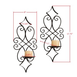 Ensemble de appliques murales en métal noir faites à la main, design orné à motifs en spirale, construction durable, lueur chaude, décoration d'intérieur classique et luxueuse - Product Image 2