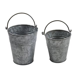 Juego de Macetas de Metal Galvanizado Rústico para Uso en Interiores y Exteriores, Diseño Circular Duradero con Textura Acanalada - Product Image 3