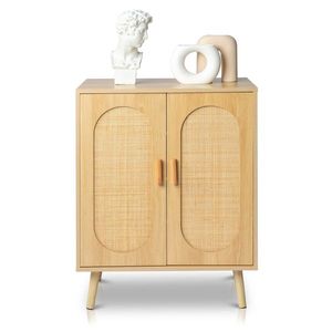 Moderno armadietto per scarpe in Rattan a doppia porta con ripiani regolabili per soggiorno camera da letto o corridoio - Product Image 5