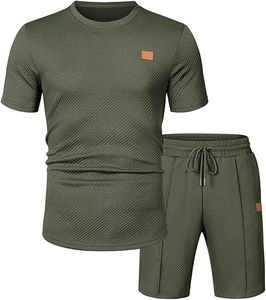 Conjunto de Dos Piezas de Verano para Hombre, Camiseta de Manga Corta y Pantalones Cortos, Estilo Casual y Deportivo, Elegante y de Alta Gama - Product Image 1