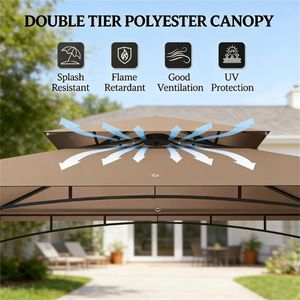 Pavillon de barbecue extérieur marron, auvent et pergola - Product Image 4