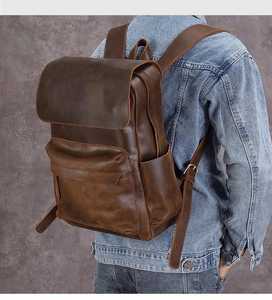 High Quality Custom Genuine <b>Leather</b> <b>Backpack</b> <b>Mens</b> Laptop Bag Waterproof Real <b>Leather</b> Rucksack Travel Daypack LBK-0150 - Product Image 3