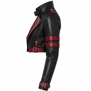 Classic Vintage Crop Length Women Genuine Sheepskin Leather Jacket <b>Belted</b> Waist Buckle Cuffs Sample & Customization Available - Product Image 2