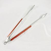 Pinces de barbecue en acier inoxydable 18/0 de qualité alimentaire pour l'extérieur avec long manche en bois pour griller, cuisiner et frire
