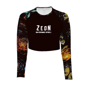 Camiseta de Manga Larga con Cuello Redondo y Estampado Floral para Mujer, Marca ZEON, Ajuste Delgado, Secado Rápido, Tejido de Punto, para Todas las Temporadas, Estilo Casual - Product Image 1