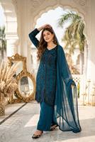 TENNYCE Nouvelle Collection Designer – Ensemble 3 Pièces Réversible pour Femme, Longueur Cheville, en Faux Georgette Lourd Brodé, Séchage Rapide et Infroissable, Idéal Soirée