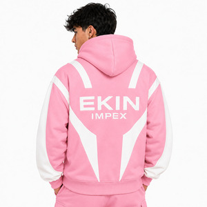 Sweat à capuche unisexe en molleton respirant surdimensionné avec double capuche et fermeture éclair, personnalisable avec logo, en coton épais, style streetwear, vente en gros - Product Image 4