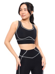 2023 Custom Recycled Sports <b>Bra</b> for Women Contrasting Color Gym Tops with Back Pocket Plus Size Options - Product Image 6