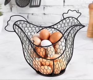 Cesta de Almacenamiento de Metal con Forma de Gallina Negra Premium con Asas para Decoración del Hogar, Esencial para la Cocina - Product Image 6