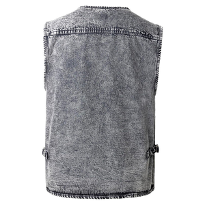 Gilet en jean formel léger pour homme, qualité supérieure, séchage rapide, imperméable, coupe-vent, col en V, fermeture éclair, polyester/nylon - Product Image 4