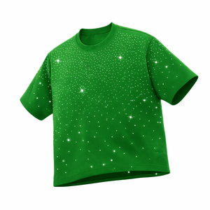 Camiseta personalizada con diamantes de imitación verdes para hombre, camiseta informal de algodón con cuello redondo y manga corta, ropa de calle a la moda de verano, camiseta gráfica para hombre - Product Image 1