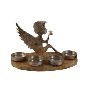 Most Trending Wooden Tealight Holder With Silver Christmas Tree Design <b>Square</b> Base Indoor Home Decoration For Holiday Season - Product Image 6