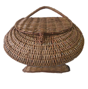 Eco-Friendly Luxury Low Wide Woven Storage <b>Basket</b> Bowl Decorative Pattern Alternating Natural Tan Dyed Green <b>Bamboo</b> Reed Strips - Product Image 3