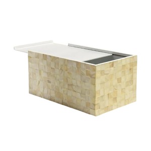 Caja de pañuelos rectangular de alta gama con incrustaciones de nácar y madera hecha a mano para decoración del hogar - Product Image 3