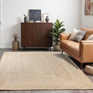 Tapis de sol écologique en jute et coton tressé à la main, épais, classique, moderne, à poils plats, antidérapant, sur mesure, pour salon et salle de sport - Product Image 2