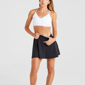 Falda mini transpirable de satén y punto ligera personalizada para mujer 2026 al por mayor con pantalones cortos y diseño plisado acampanado - Product Image 2