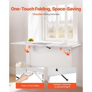 Wall Mounted 43.3 X 18 Inches Folding Table Floating Iron Bracket Desk for <b>Small</b> Spaces <b>Computer</b> Desk - Product Image 3