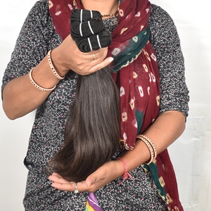 Extensions de cheveux humains indiens Remy vierges à 100 %, 36 pouces, noirs, lisses, en lots, cuticules alignées, double trame tissée à la machine, à clipser - Product Image 4
