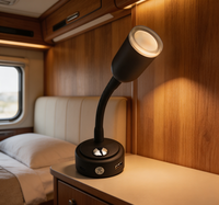 Lampe de lecture murale LED à col de cygne flexible 12V pour camping-car, caravane, bateau, avec variateur d'intensité