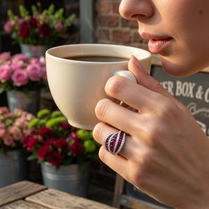 Anillos de Rubelita en Oro Blanco Sólido de 18k de Alta Calidad, Diseño Clásico Único, Excelente Acabado, para Compromiso - Product Image 2