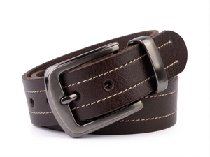 Cinturón de Fiesta Cuadrado/Rectangular de Cuero Vacuno 100% Genuino con Hebilla de Acero, Diseño Personalizado BS INTERNATIONAL, 3.8CM, Impermeable - Product Image 2