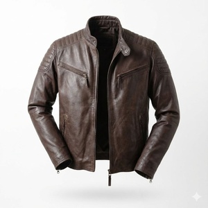 New Fashion Genuine <b>Sheepskin</b> Leather <b>Jacket</b> Men and Winter Outdoor Overcoat with Canvas Biker Style <b>Jackets</b> - Product Image 1