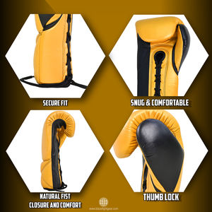 Guantes de Boxeo para Entrenamiento Profesional, Sparring y Venta al por Mayor, Guantes de Competición Profesionales con Cordones en Cuero Genuino - Product Image 5