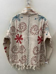 Veste Bohème en Coton Brodé à Col Mandarin, Manches Longues, Fermeture Éclair, Motif Floral, Manches Chauve-Souris, Vêtement d'Extérieur pour Femme - Product Image 2