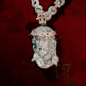 Oferta Especial: Colgante de Cabeza de Jesús de Plata 925 con Moissanita, Estilo Hiphop, Colores Elegantes, Chapado en Oro Rosa, Joyería de Oración LUXIRA EXPORT - Product Image 1