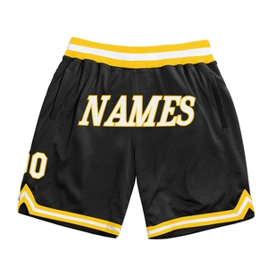 Wholesale Direct OMMIZ INDUSTRY Best Selling Custom Black White-Gold Authentic Throwback Basketball Shorts - Product Image 1