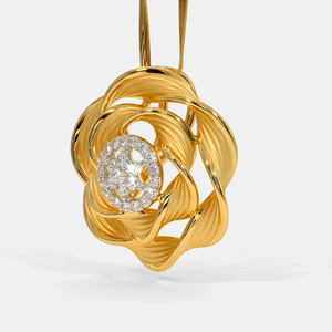 Collar con Colgante de Racimo de Diamantes Cultivados en Laboratorio en Forma de Rosa de Oro Amarillo - Product Image 4