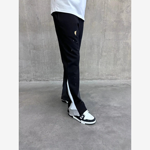 Men’s <b>Slim</b> Fit Panel Track Pants Contrast Color Block <b>Joggers</b> Streetwear Stretch Casual Trousers - Product Image 2