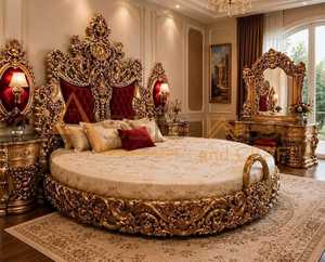 Hand Made Hand Curved King Size Solid Wood Bedroom Set Tufted Upholstered Headboard Modern Luxury Elegant Royal Classic Design - Product Image 6