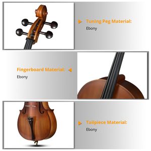 Pannello per Violoncello 4/4 in Abete Opaco Colore Naturale con Borsa, Arco, Resina, Ponticello e Set di Corde - Product Image 6