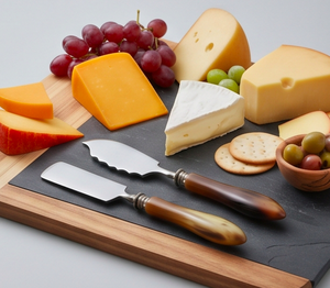 Juego de 2 cuchillos para queso de acero inoxidable con mangos de madera, espátula y cuchillo para servir queso con hoja dentada, utensilios de cocina - Product Image 6