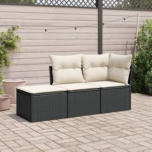 Conjunto de Sofá de Jardín Negro con Cojines Crema, Muebles de Exterior Elegantes - Product Image 1