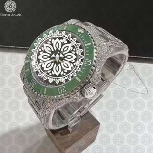 Montre de luxe Charm Jewells en acier inoxydable 40 mm, mouvement mécanique analogique, cadran vert, design ajouré, montre de mode pour homme, automatique - Product Image 5